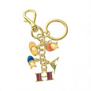 COACH Gold Multicolor Keychain Bag Charm